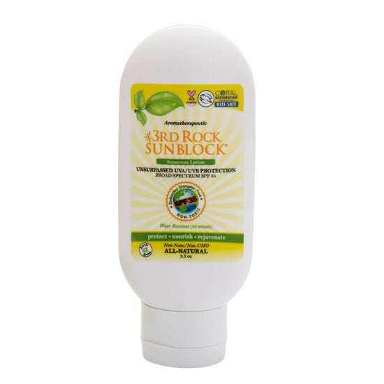 3rd Rock Sunblock SPF 35+ – Natural Zinc Sunscreen Lotion | Toxin-Free, Water-Resistant, Aromatherapeutic