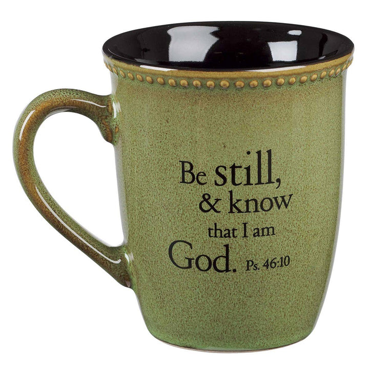Mug Stoneware Green/Black Be Still Ps. 46:10