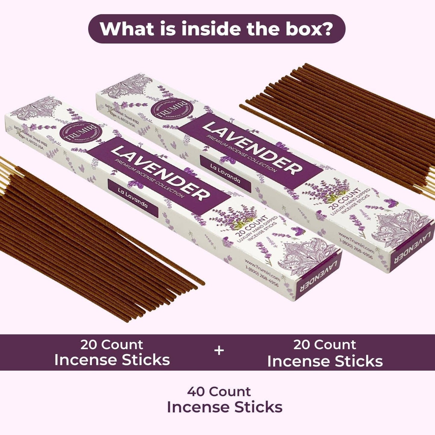 Lavender Incense Sticks Pack of 2, Total 40 Incense Sticks