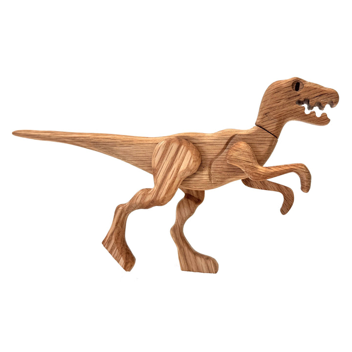 Wooden Velociraptor Dinosaur with Magnetic Joints
