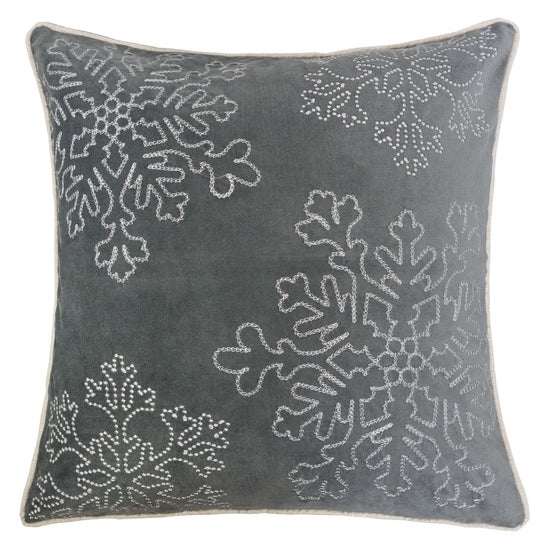 Gray Velvet Holiday Throw Pillow 20x20
