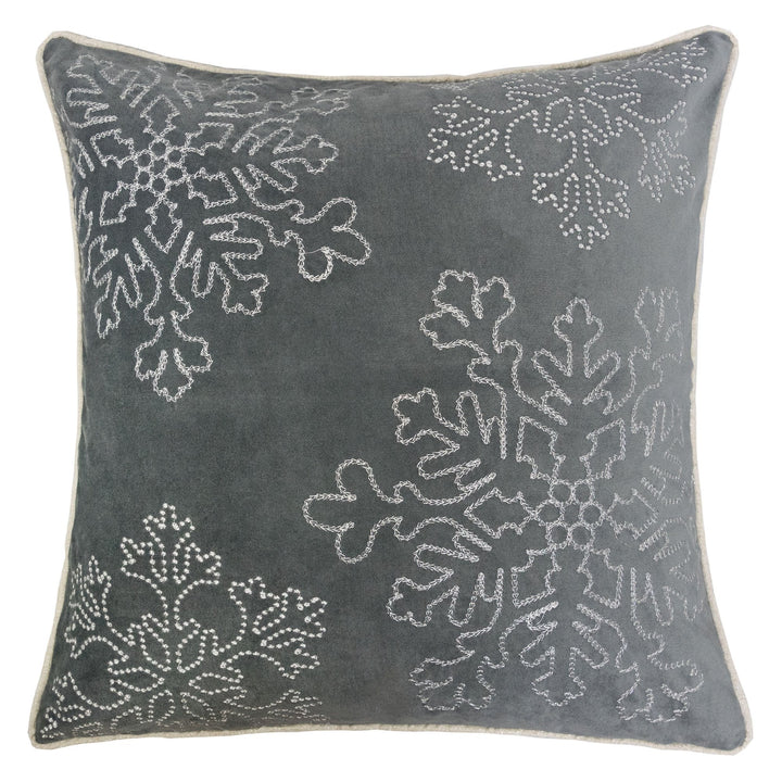 Gray Velvet Holiday Throw Pillow 20x20, festive Christmas home decor accent at Cedar & Spice Gifts