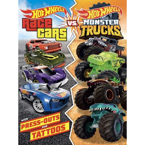 Hot Wheels: Race Cars vs. Monster Trucks: 100% Officially Licensed by Mattel, Activities, Tattoos, & Press-Out Cards for Kids Ages 4 to 8 - Paperback