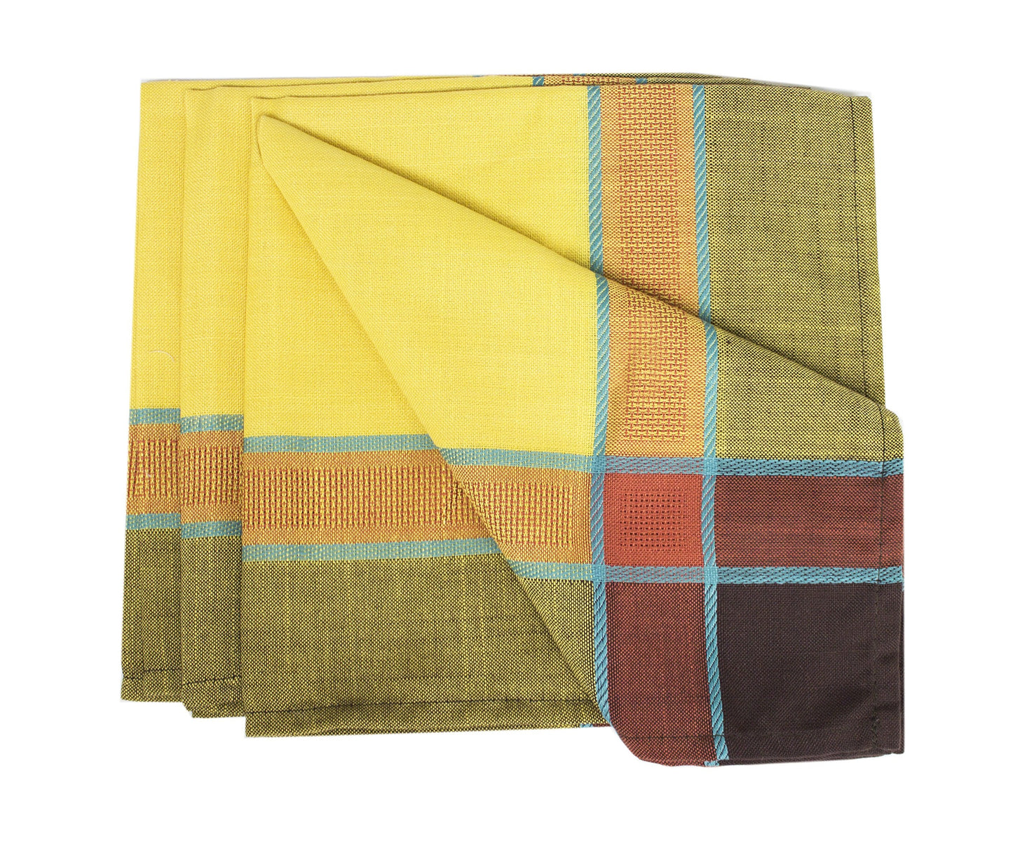 Fennco Styles Maison Beaujard Collection Modern Provençal 20 x 20 Inch Cloth Napkins, Set of 4 – Marigold Plaid Dinner Napkins for Banquets, Family Dinners, Special Events and Table Décor
