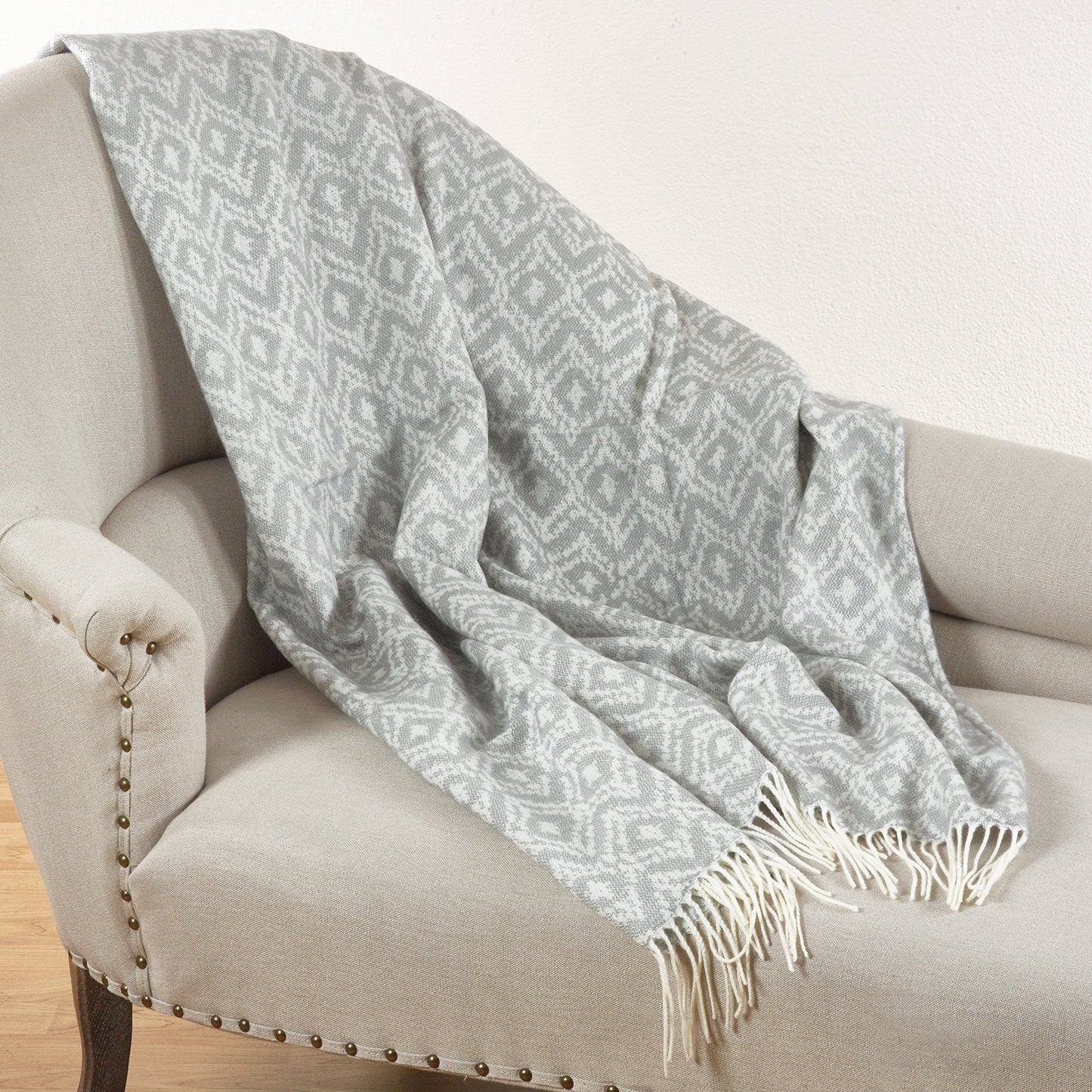 Fennco Styles Jacquard Design Tassels Cozy Throw Blanket, 50" x 60", 3 Colors