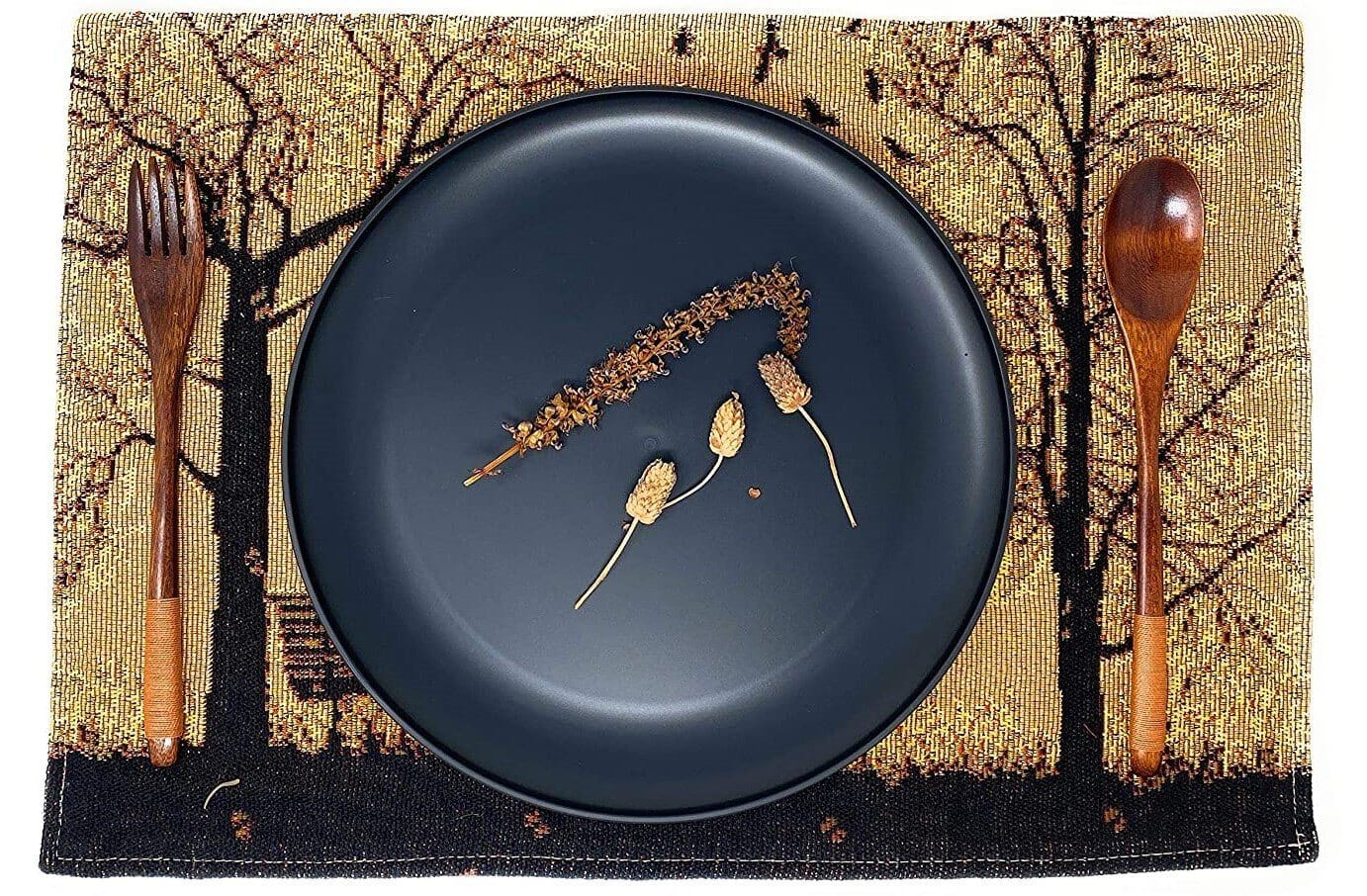 DaDalogy Bedding Set of 4 Pieces Autumn Birds Blessing Tapestry Dining Placemats 13” x 19” (Thanksgiving)