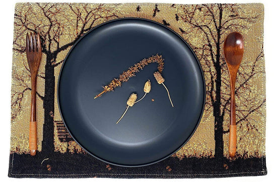 DaDalogy Bedding Set of 4 Pieces Autumn Birds Blessing Tapestry Dining Placemats 13” x 19” (Thanksgiving)