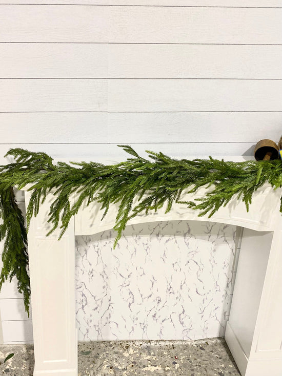 Artificial 6' Norfolk Pine Garland, natural-look garland for seasonal home decorating