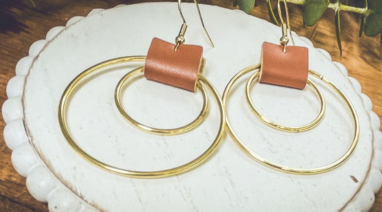Beautiful Leather Hoop Earrings- Gold or Silver