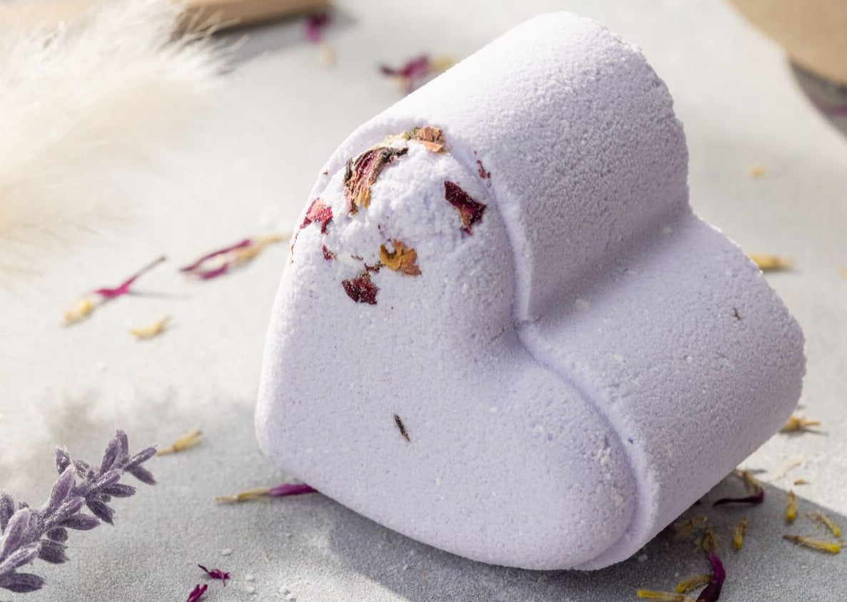 Lavender Heart Bath Bomb Gift Set – 5 Handmade Bath Bombs