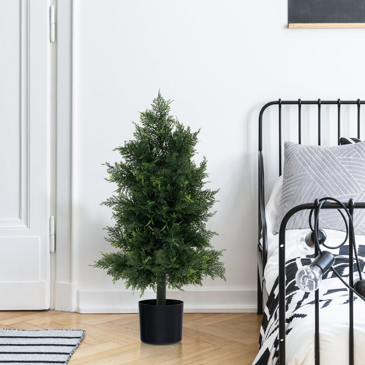 Artificial Cedar Topiary Tree with Plastic Nursery Pot for Porch and Office — decorative artificial greenery for indoor spaces