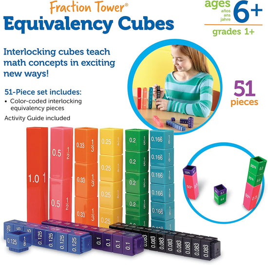 Stack Compare Master Fractions Math Tower for Kids Ages 6+
