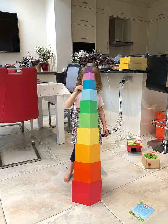 Rainbow Stacking Boxes Montessori Toy for Toddlers Ages 2+