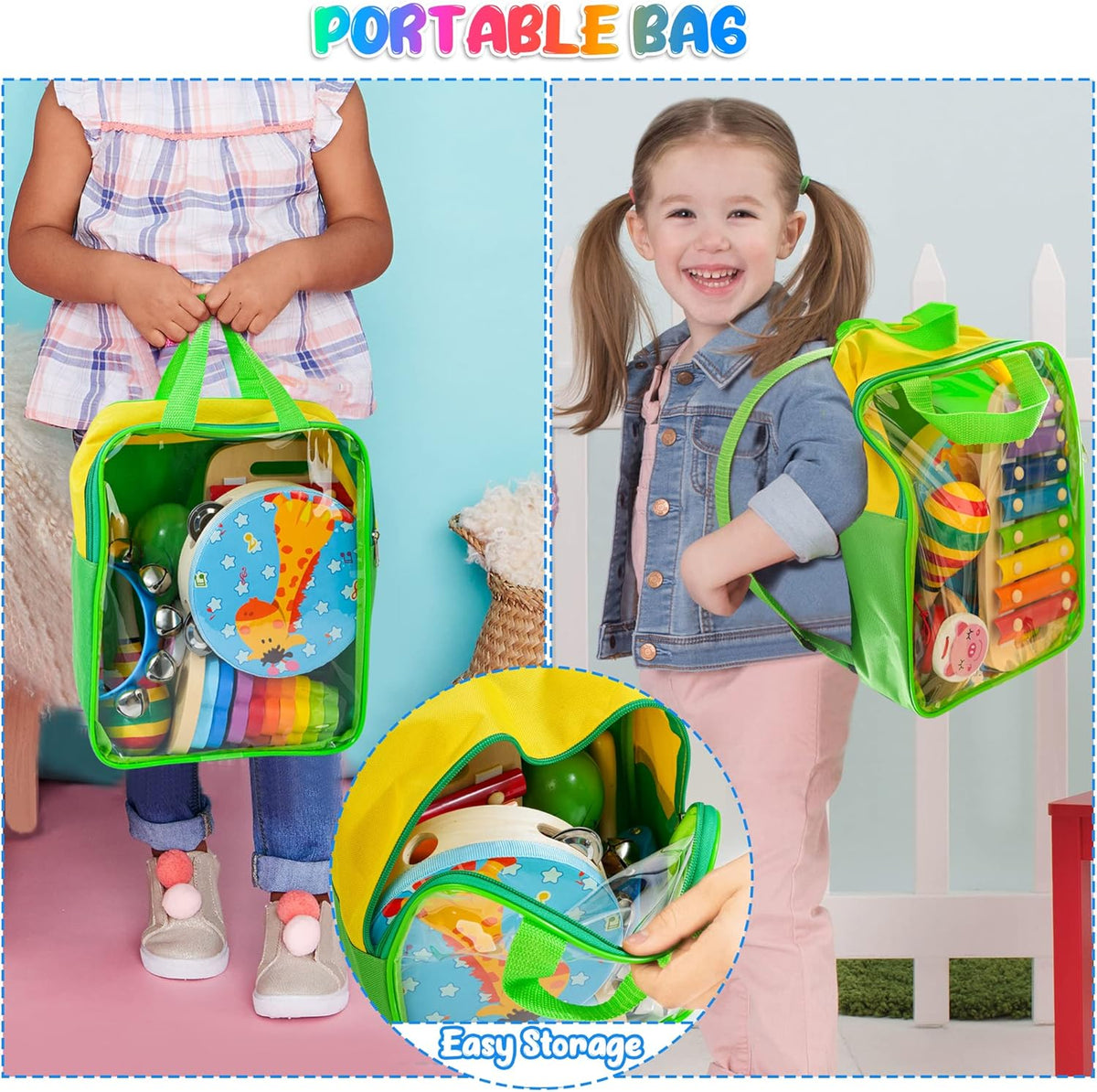 Little Music Makers Orchestra 12 Piece Wooden Musical Instrument Set for Kids Ages 2 to 5