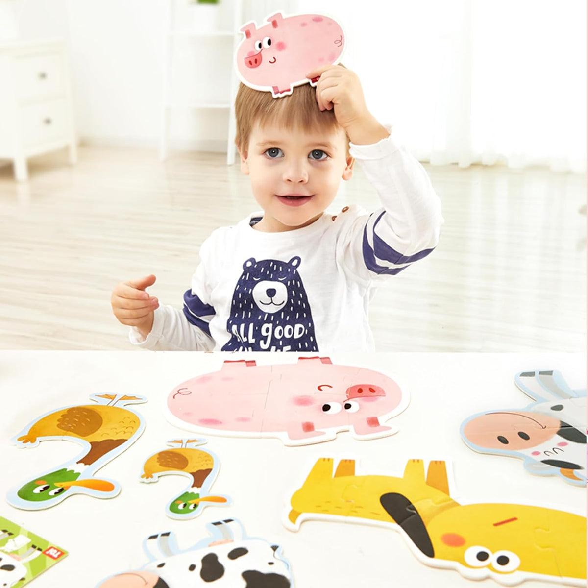 Happy Farm Friends First Puzzle Adventure Giant Learning Jigsaw Set for Curious Toddlers