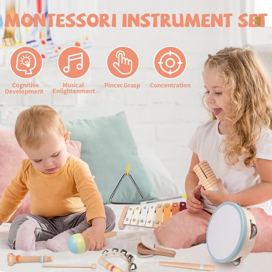 Little Music Makers Band Wooden Instrument Set for Toddlers Ages 18 Months+