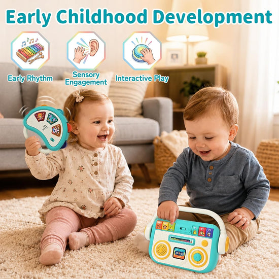 Tiny Tunes Musical Set Baby Music Player and Light Up Tambourine for Toddlers 1 to 3 Sensory Learning Toy 12 Months Plus