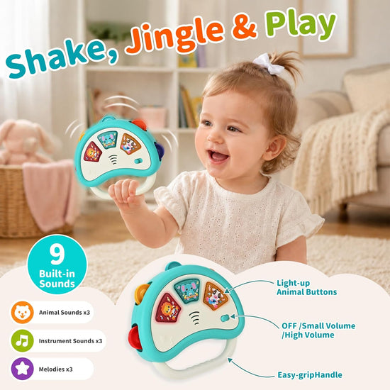 Tiny Tunes Musical Set Baby Music Player and Light Up Tambourine for Toddlers 1 to 3 Sensory Learning Toy 12 Months Plus