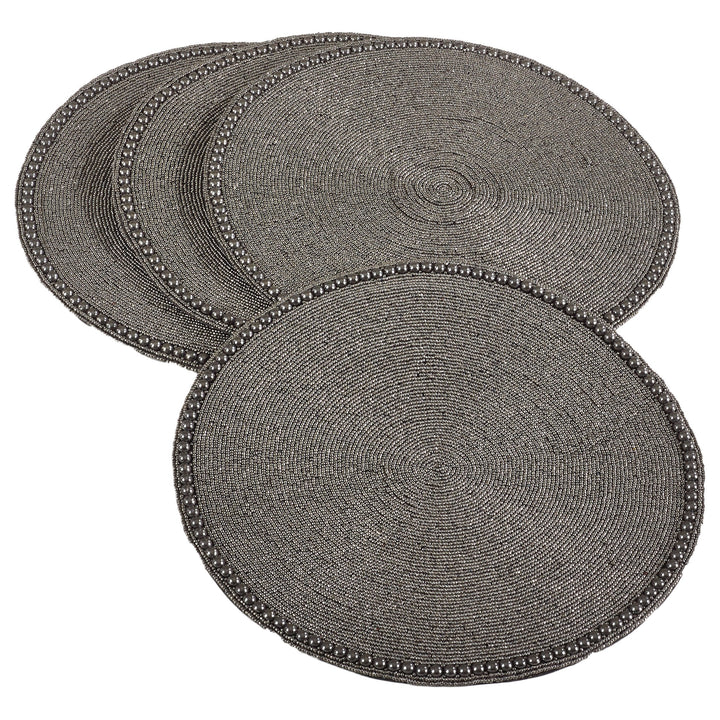 Fennco Styles Goa Glass Beaded 15-inch Round Placemat - 1-Piece
