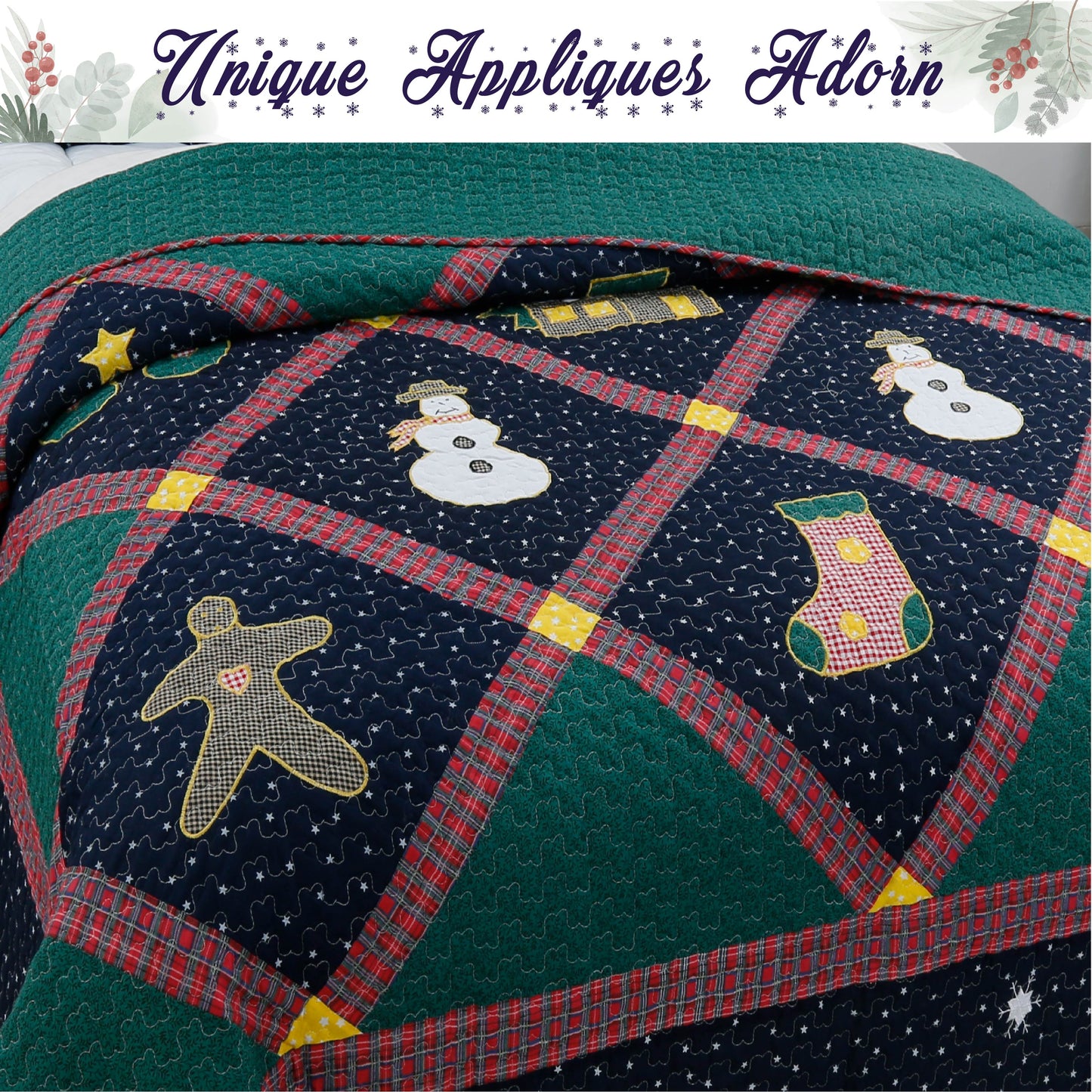 Christmas Cabin Night Reversible Quilt Bedding Set
