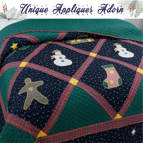 Christmas Cabin Night Reversible Quilt Bedding Set