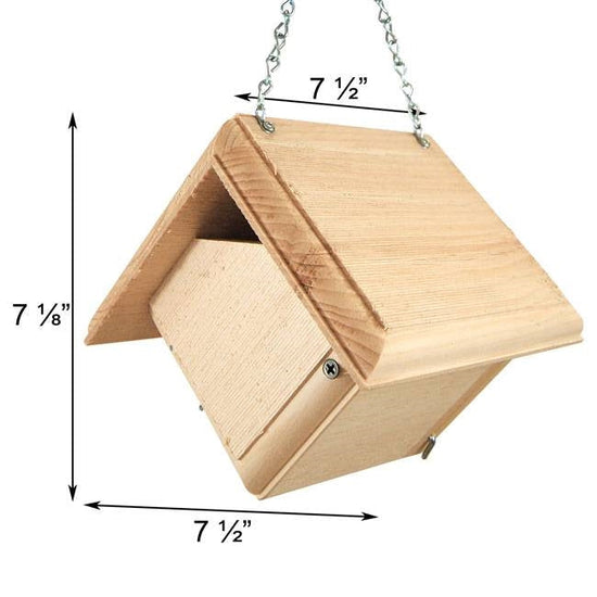 Hand Crafted Pine Wood Hanging Bird House for Carolina Wrens - Made in USA
