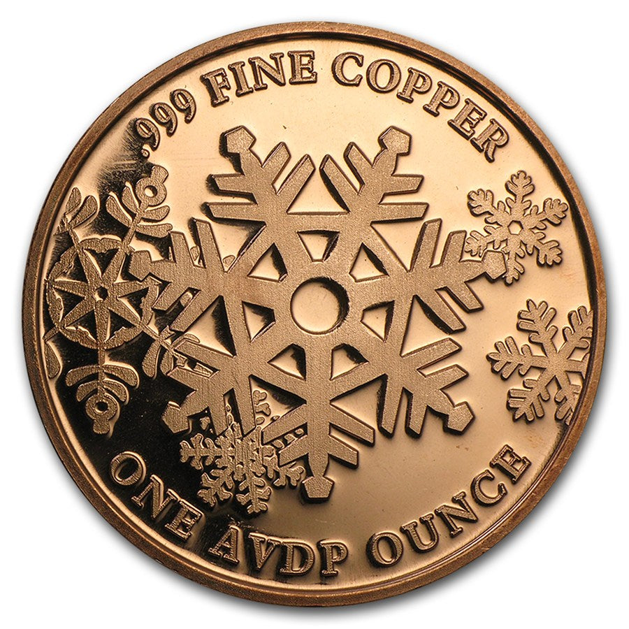 1 oz Copper Round - Let it Snow