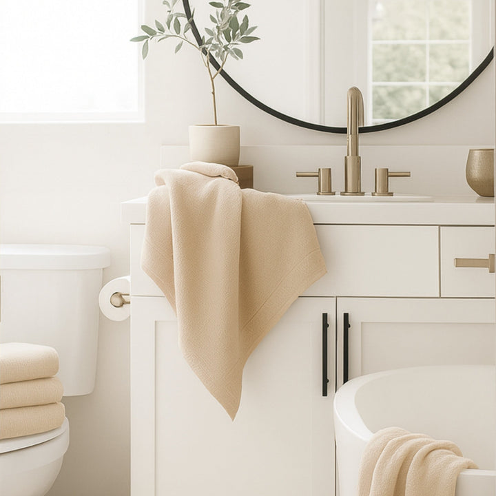 Plush Bamboo Towel Set - Viscose from Bamboo + Cotton - 3pc - Champagne