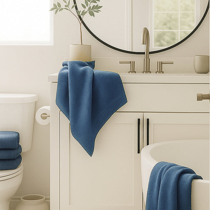 Plush Bamboo Towel Set - Viscose from Bamboo + Cotton - 3pc - Indigo