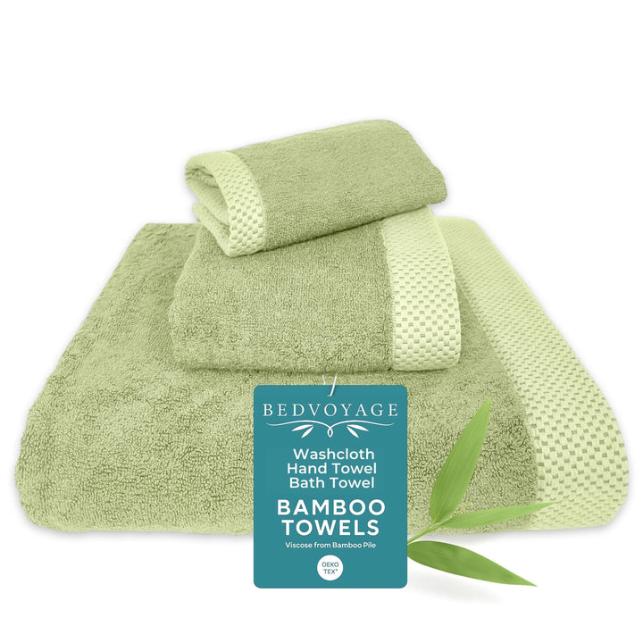 Plush Bamboo Towel Set - Viscose from Bamboo + Cotton - 3pc - Sage