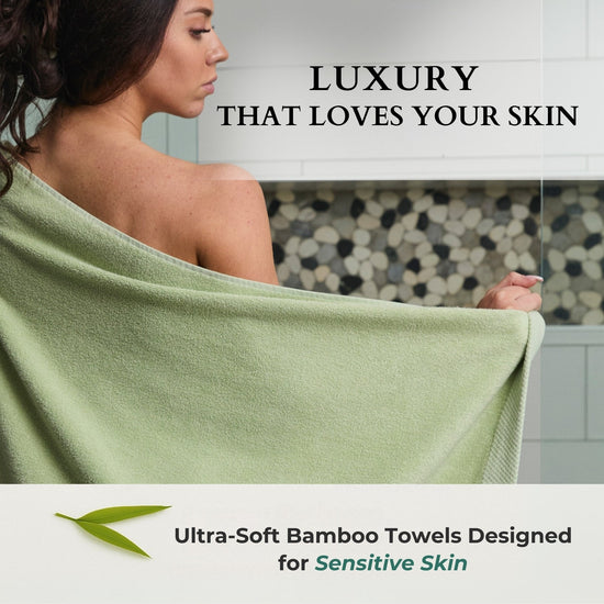 Plush Bamboo Towel Set - Viscose from Bamboo + Cotton - 8pc - Sage