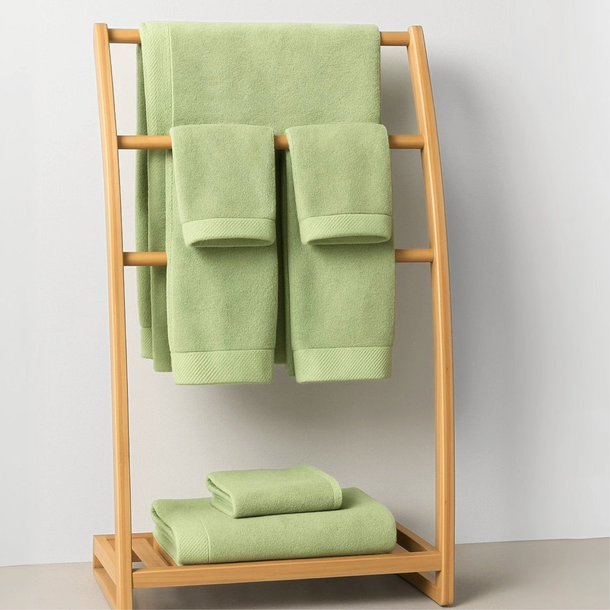 Plush Bamboo Towel Set - Viscose from Bamboo + Cotton - 8pc - Sage