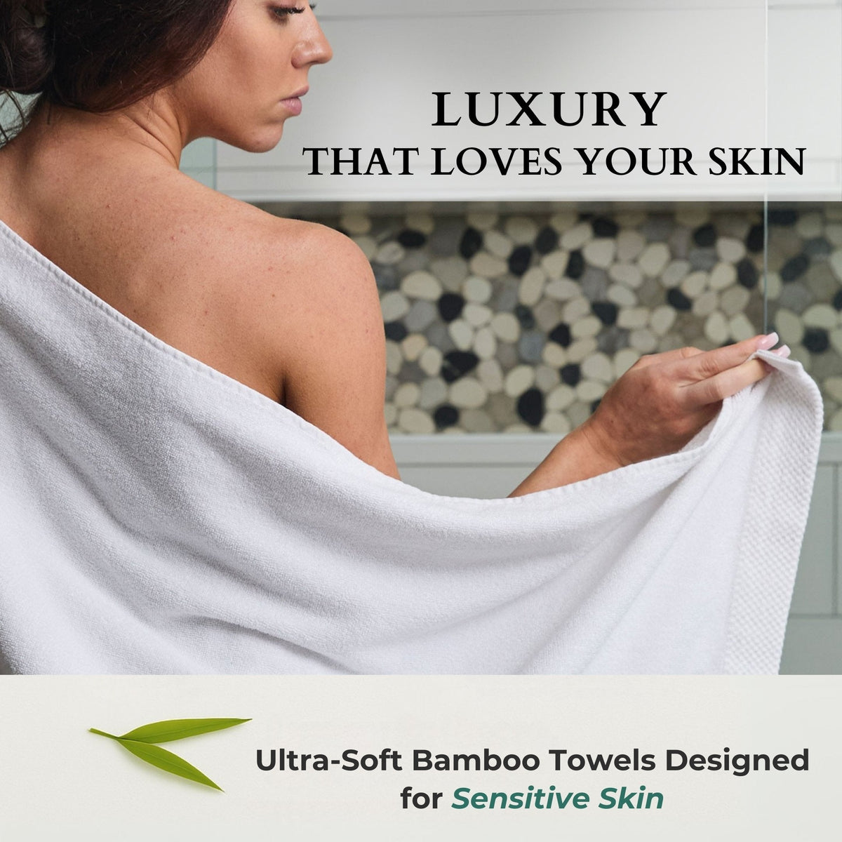 Plush Bamboo Bath Towel - Viscose from Bamboo + Cotton - White