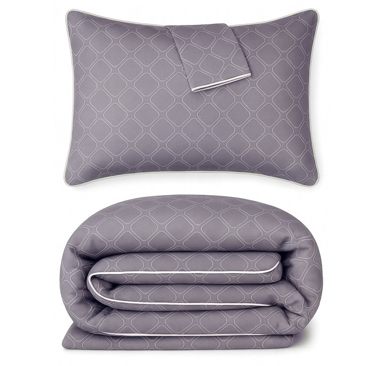 Cooling Bamboo Duvet Cover Set - 100% Viscose from Bamboo - 3pc - Platinum Geo