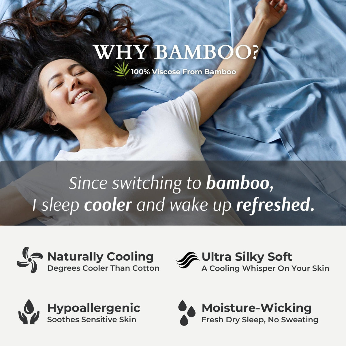 Cooling Bamboo Pillowcases - 100% Viscose from Bamboo – Ocean