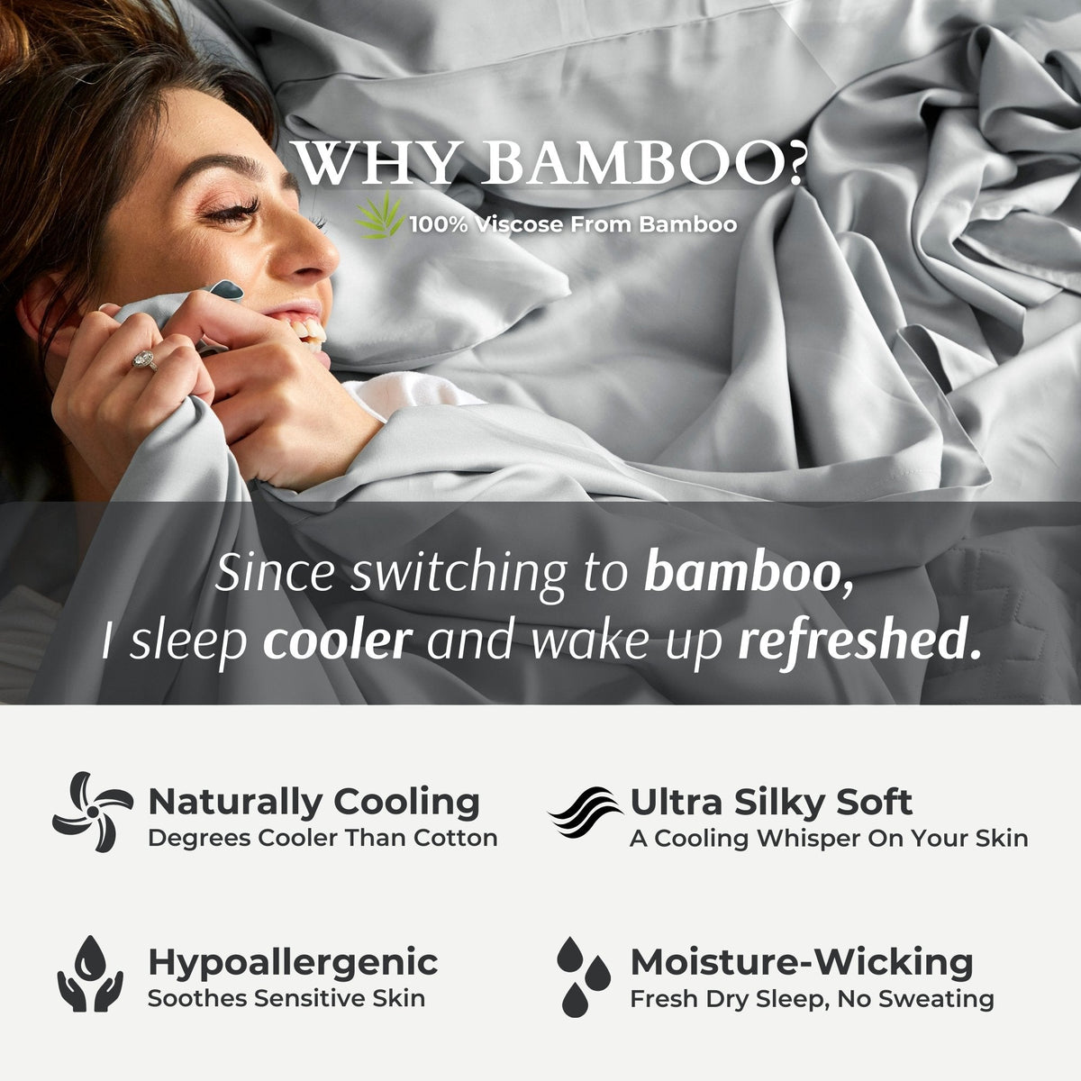 Cooling Bamboo Pillowcases - 100% Viscose from Bamboo - Stone