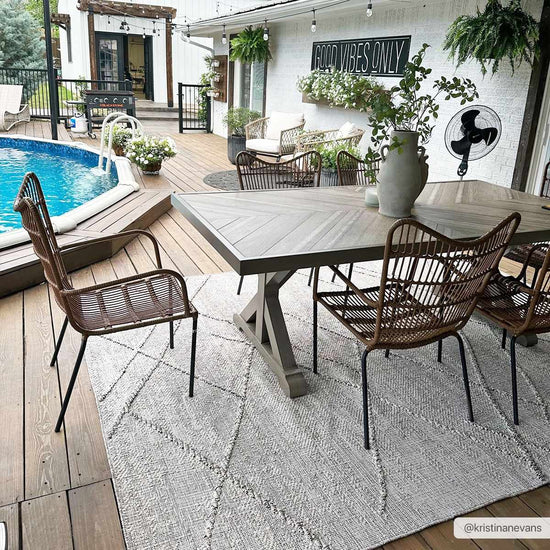 Baqer Bone & Tan Textured Performance Outdoor Rug - Clearance