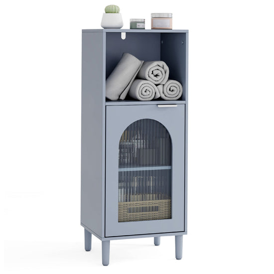 Bathroom Floor Cabinet with Adjustable Shelf and Glass Door
