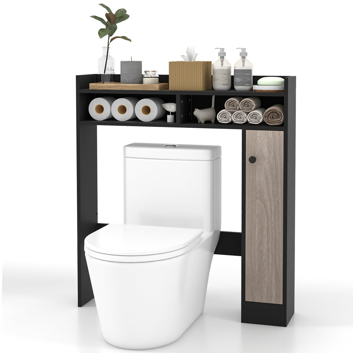 Bathroom Over the Toilet Floor Storage Organizer with Adjustable Shelves