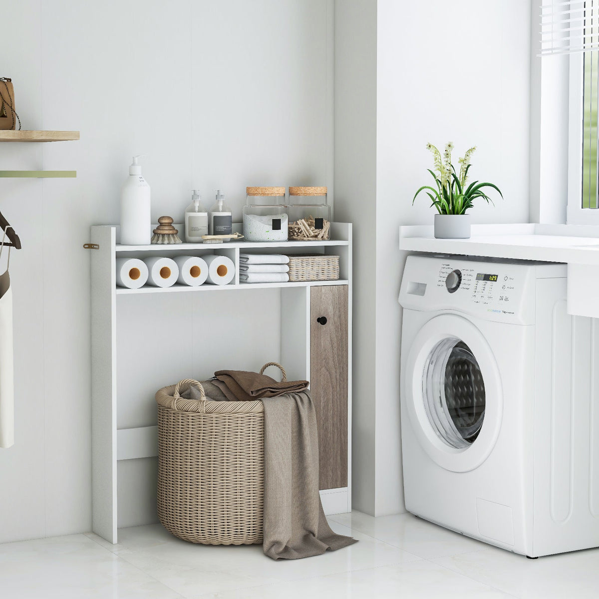 Bathroom Over the Toilet Floor Storage Organizer with Adjustable Shelves