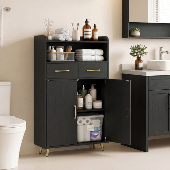 Freestanding Bathroom Storage Cabinet with 2 Drawers & Doors