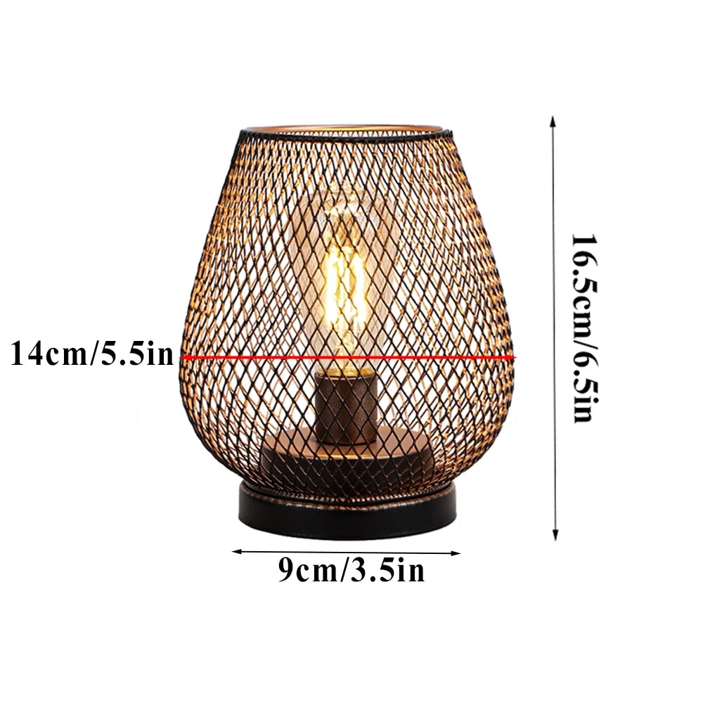 Set of 2 Metal Cage LED Battery Powered Lamp