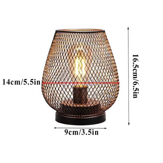 Set of 2 Metal Cage LED Battery Powered Lamp
