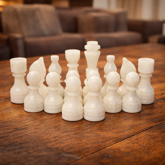 Black and White Chess Pieces for 12 to 16 Inches Board - Handcrafted (Pieces Only)