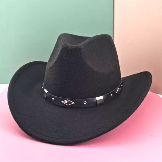 Cowboy Hat Black Felt Studded Band