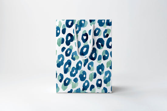 Blue Leopard Print Gift Bag | Luxury Gift Bag by JOSIL Paperie