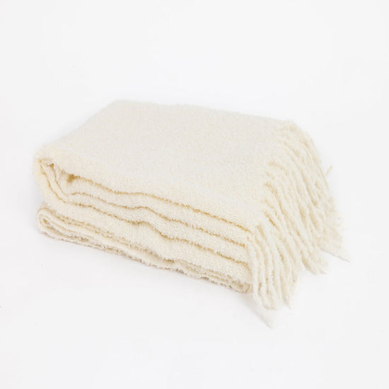 Handloomed Alpaca Bouclé Throw Blanket | Ivory | Made in Peru