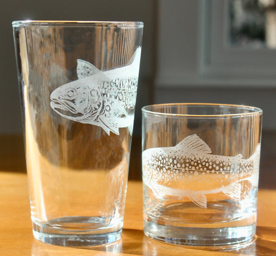 Brook Trout Laser Engraved Glasses
