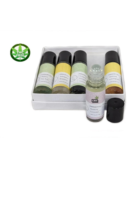 CBD Essential Oil Roll-On Gift Set – 5 Aromatherapy Oils