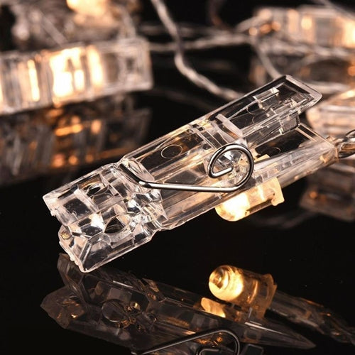 20 LED Large Photo Clip Clear Cable Lights - Battery Operated